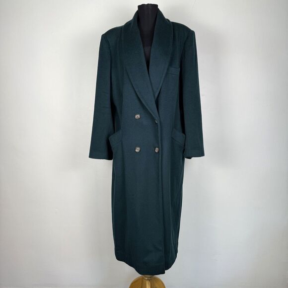 Vintage Worthington Longline Emerald Green Double Breasted Wool-Blend Trench - Picture 12 of 14